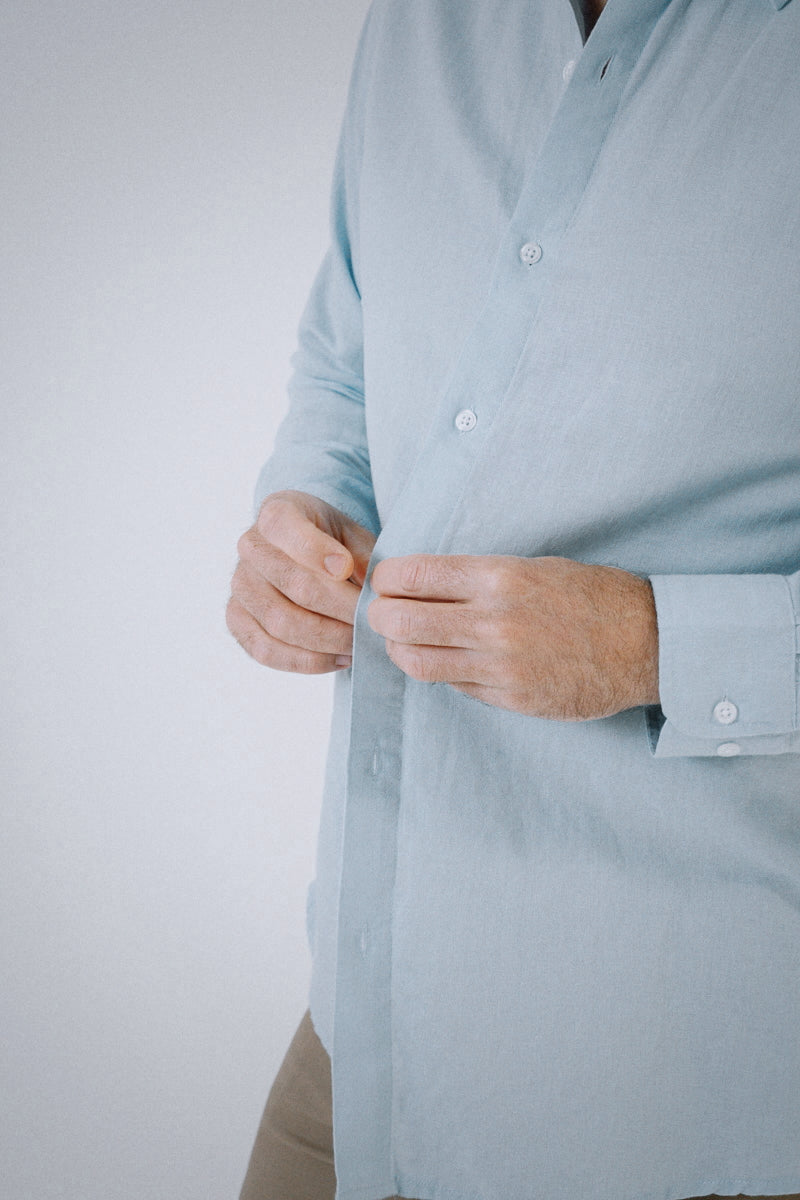 Origins Linen Cotton Shirt . Sky Blue
