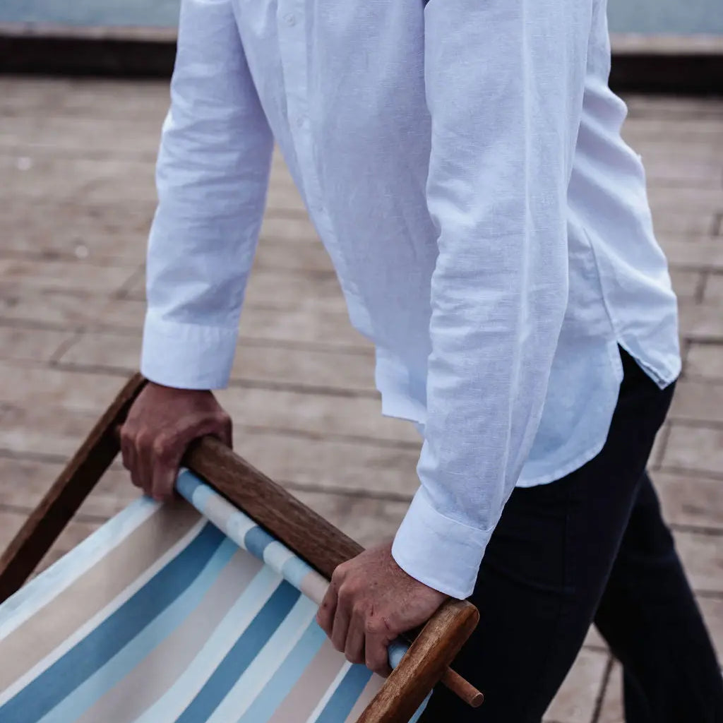 Origins Linen Cotton Shirt. White . harsunaustralia