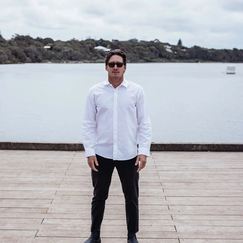 Origins Linen Cotton Shirt. White . harsunaustralia