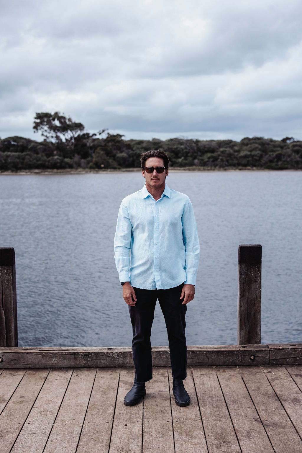 Origins Linen Cotton Shirt . Sky Blue