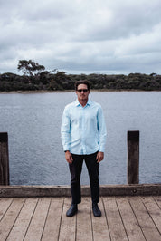 Origins Linen Cotton Shirt . Sky Blue