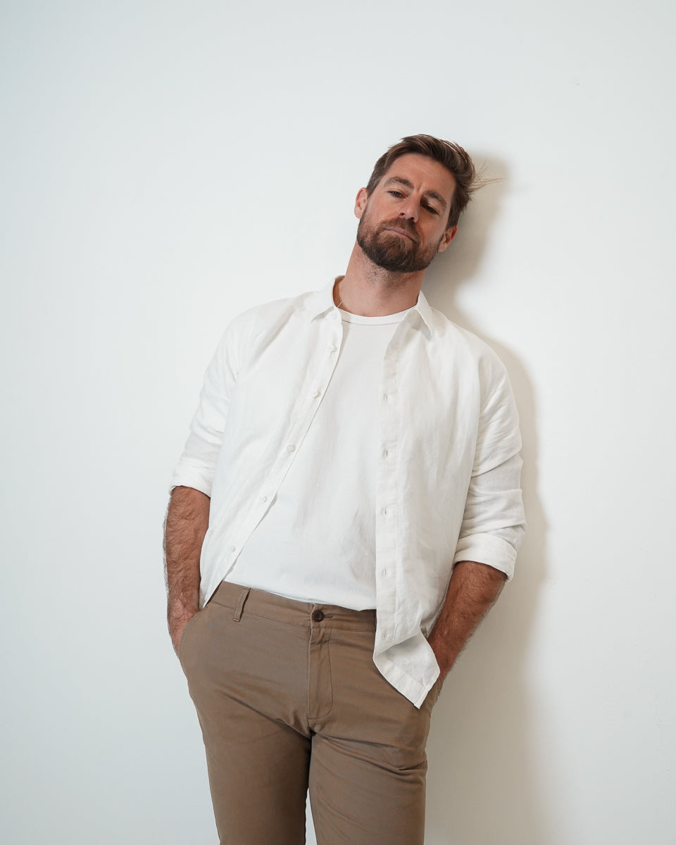 Origins Linen Cotton Shirt. White .