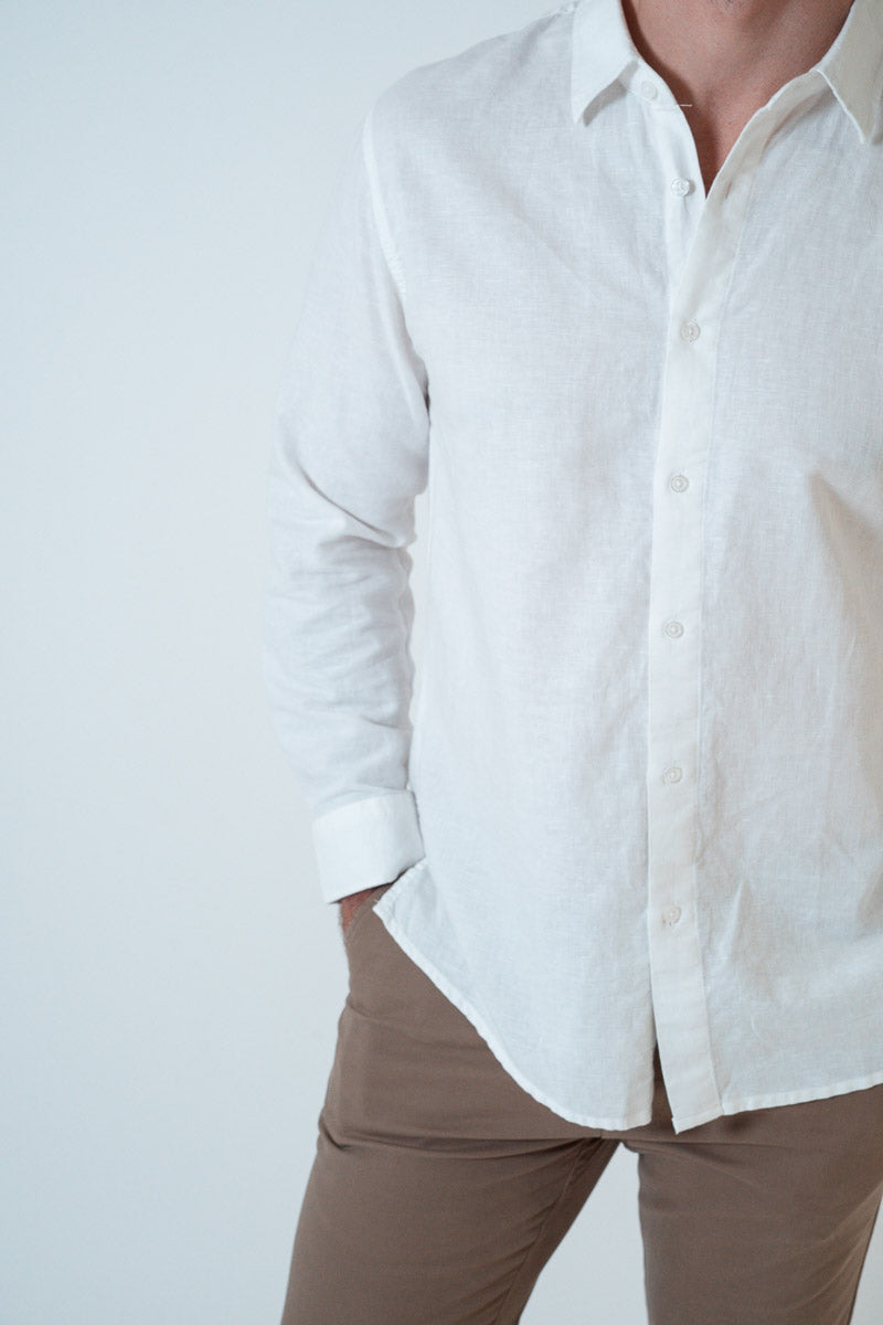 Origins Linen Cotton Shirt. White .