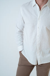 Origins Linen Cotton Shirt. White .