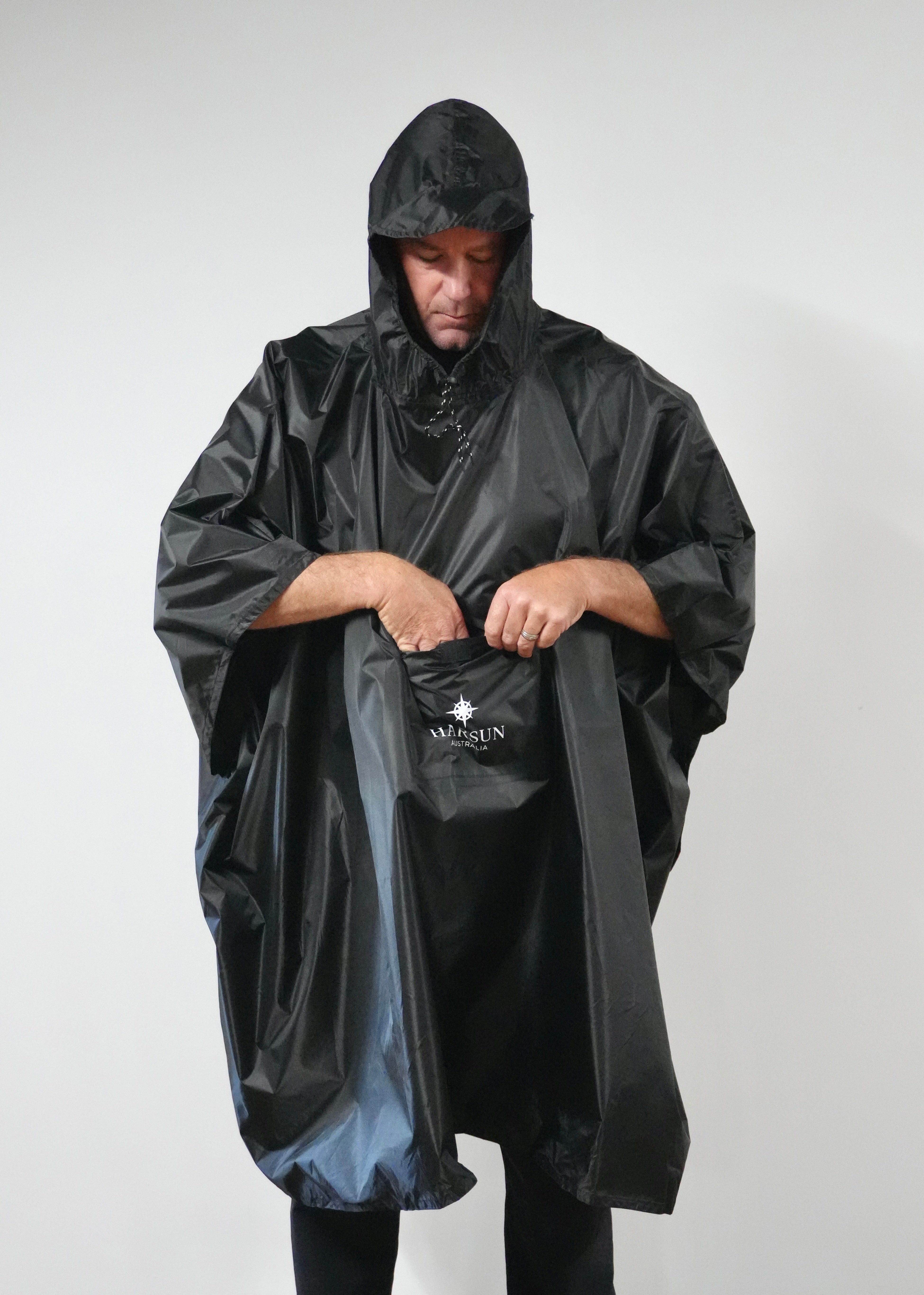 Waterproof Poncho in a Bag - Black