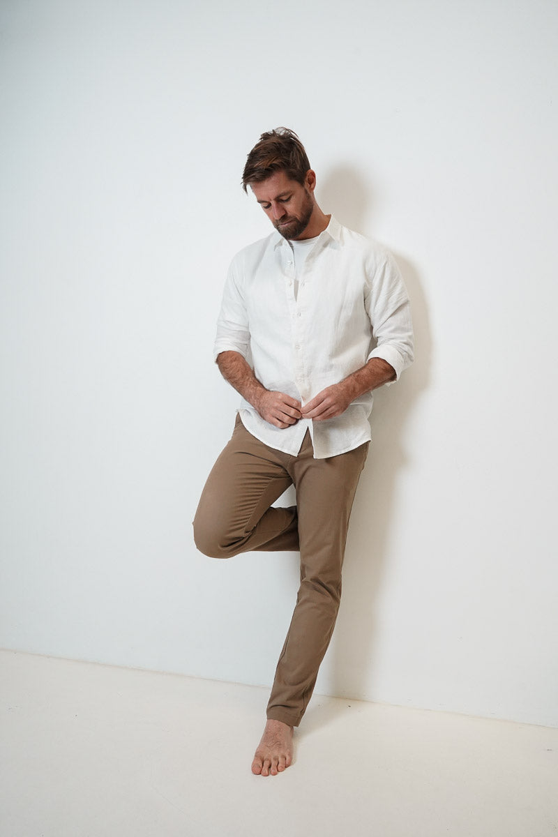 Origins Linen Cotton Shirt. White .