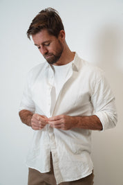 Origins Linen Cotton Shirt. White .
