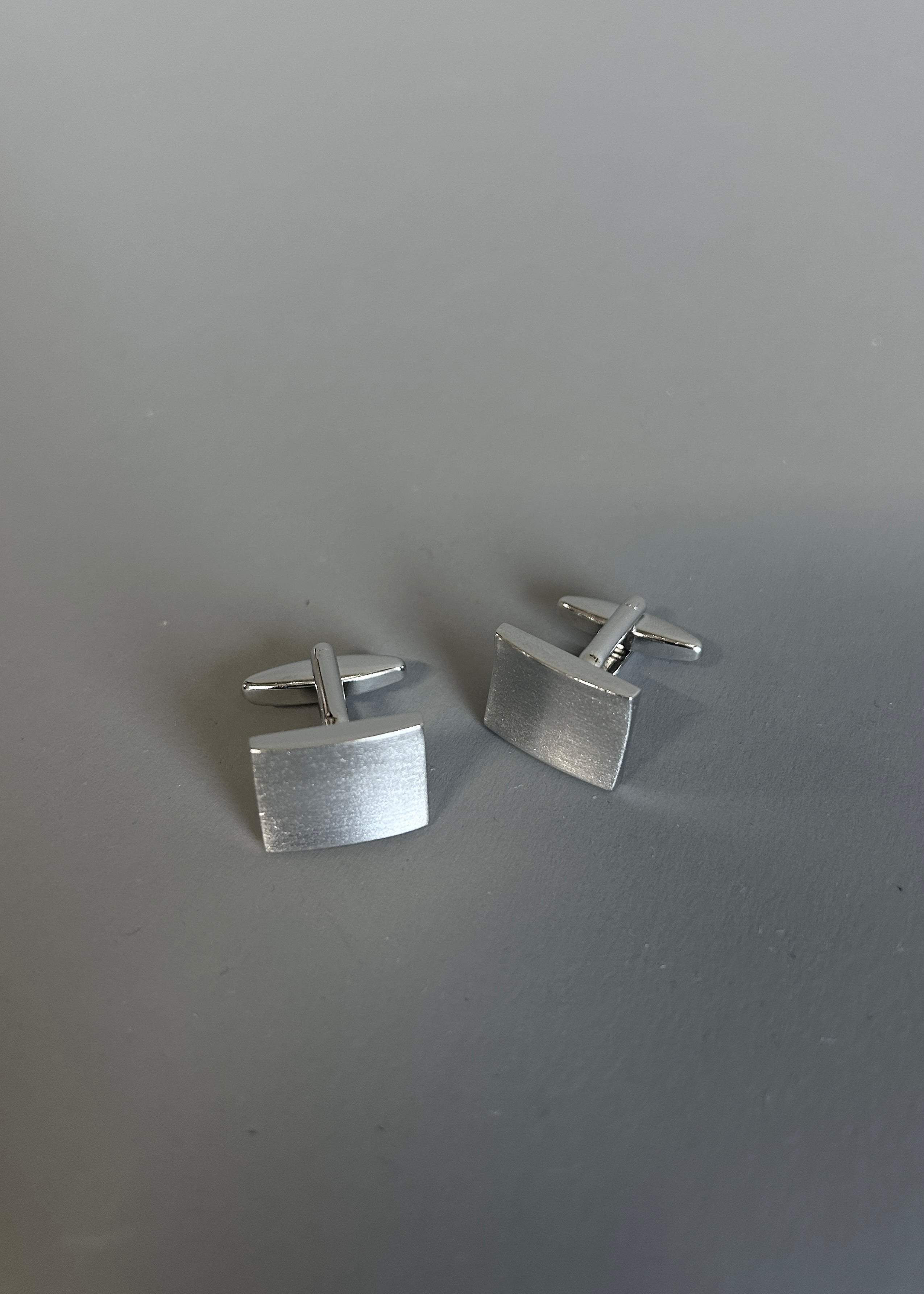 Brushed Silver Rectangle Cuff Link
