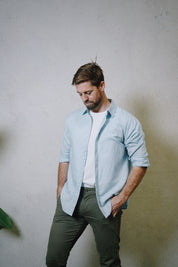 Origins Linen Cotton Shirt . Sky Blue