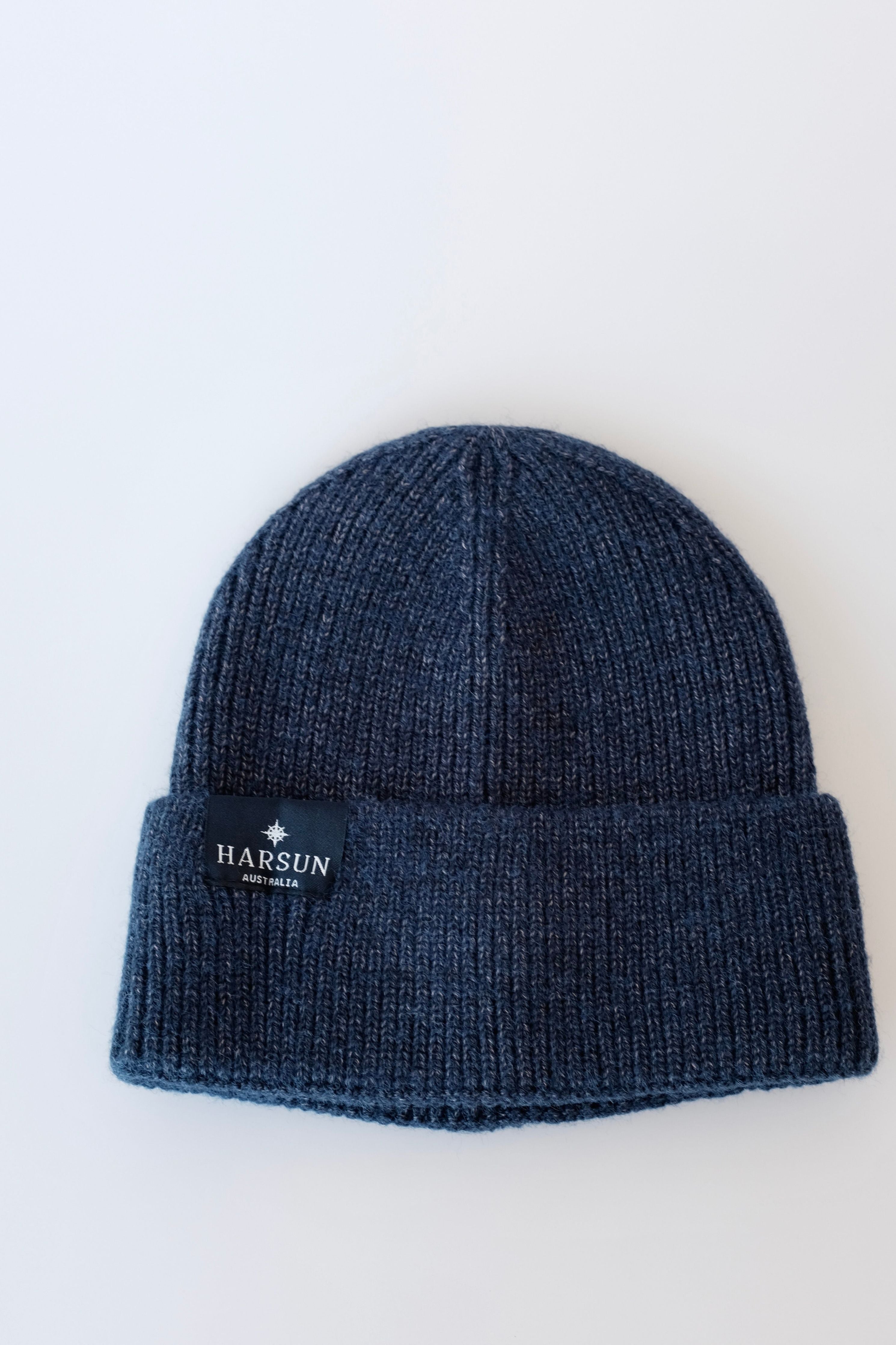 Merino Beanie Navy Marle