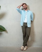 Origins Linen Cotton Shirt . Sky Blue
