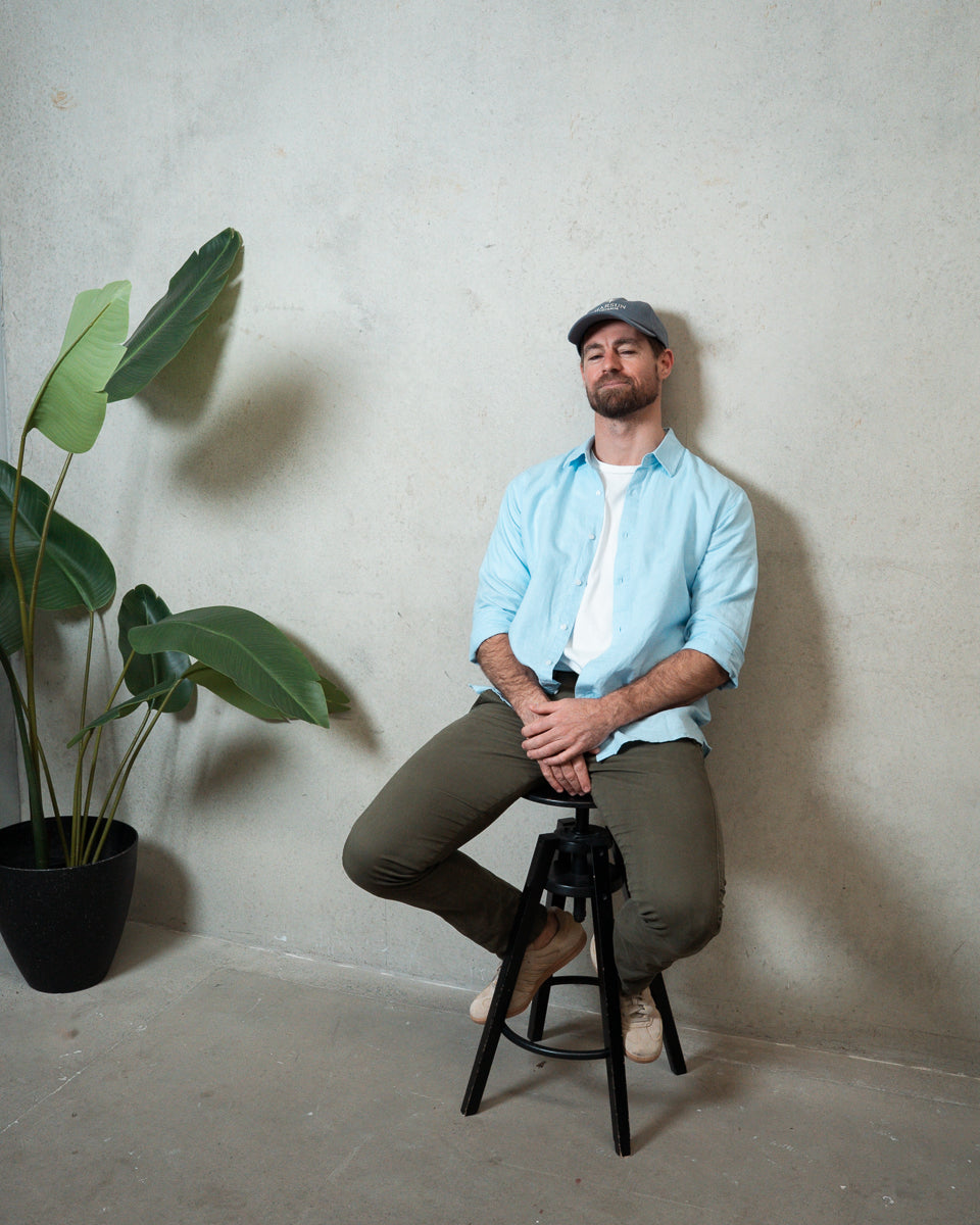 Origins Linen Cotton Shirt . Sky Blue