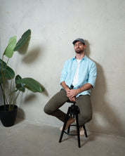 Origins Linen Cotton Shirt . Sky Blue