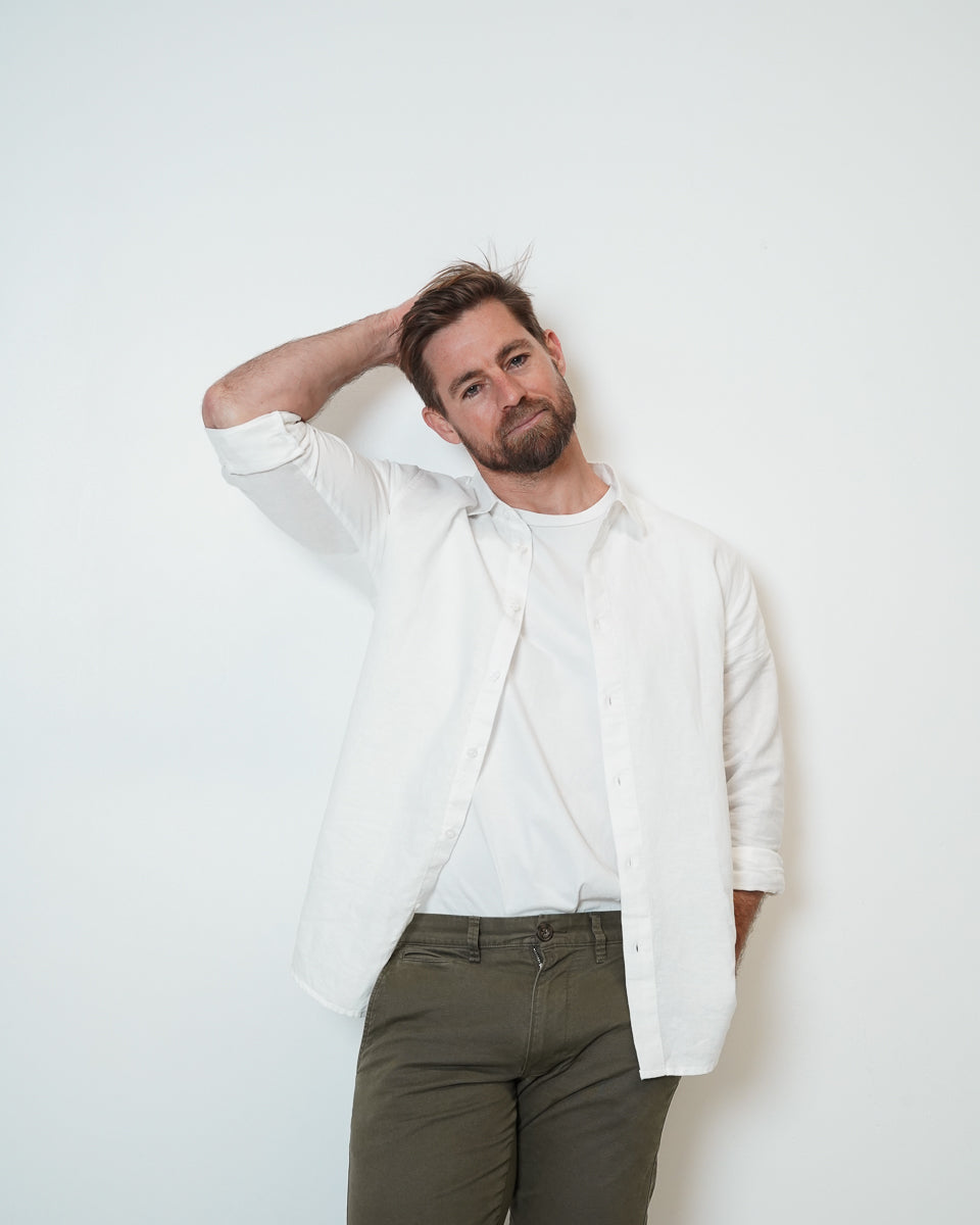 Origins Linen Cotton Shirt. White .