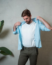 Origins Linen Cotton Shirt . Sky Blue