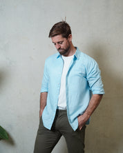 Origins Linen Cotton Shirt . Sky Blue