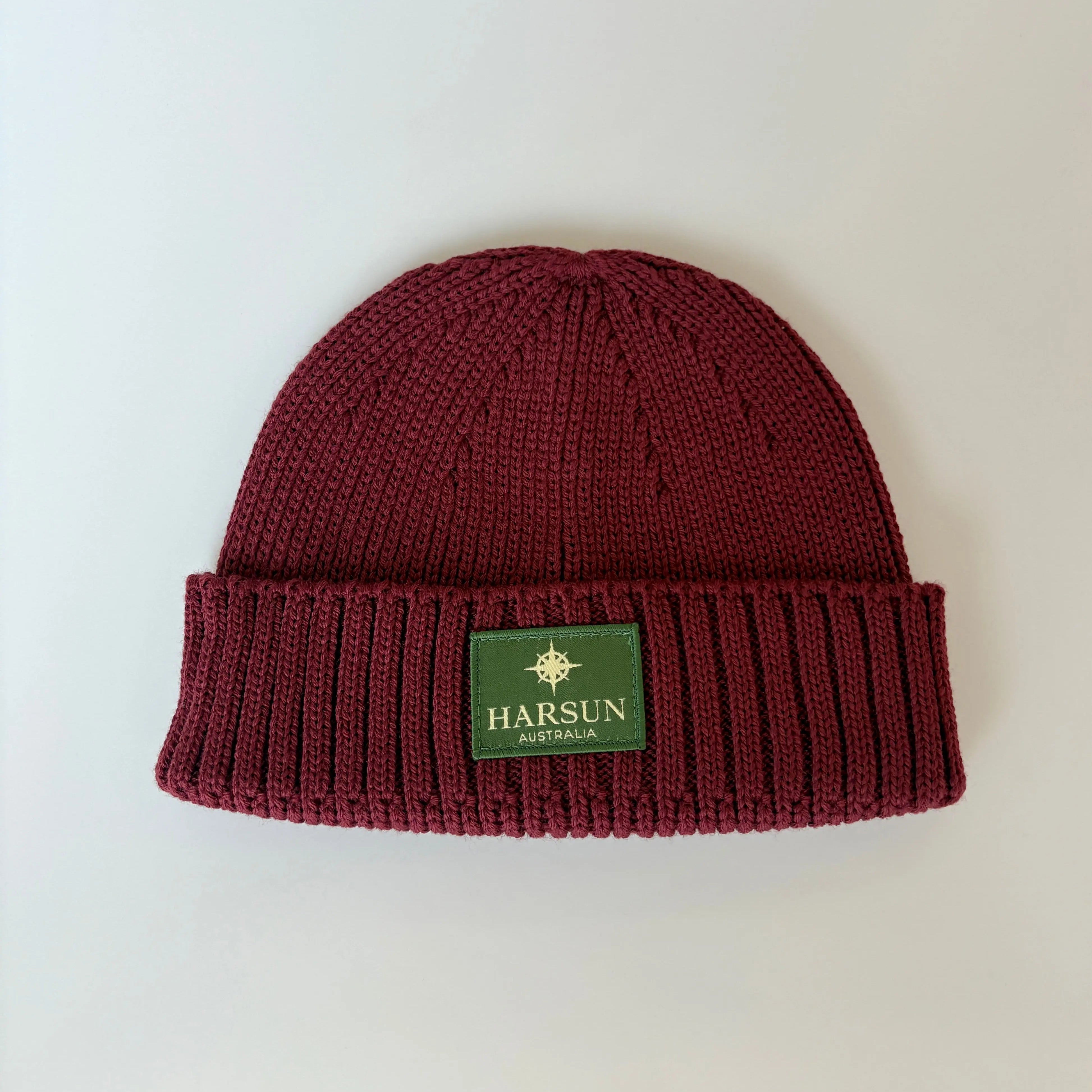 Fisherman Merino Beanie Wine harsunaustralia